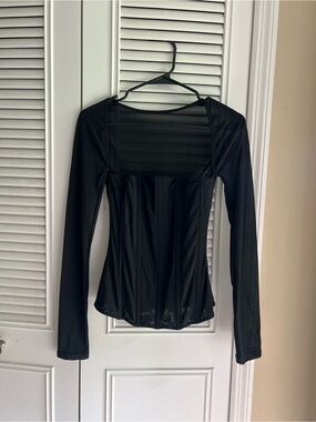 Small White Fox Black Sheer Long-Sleeved Corset